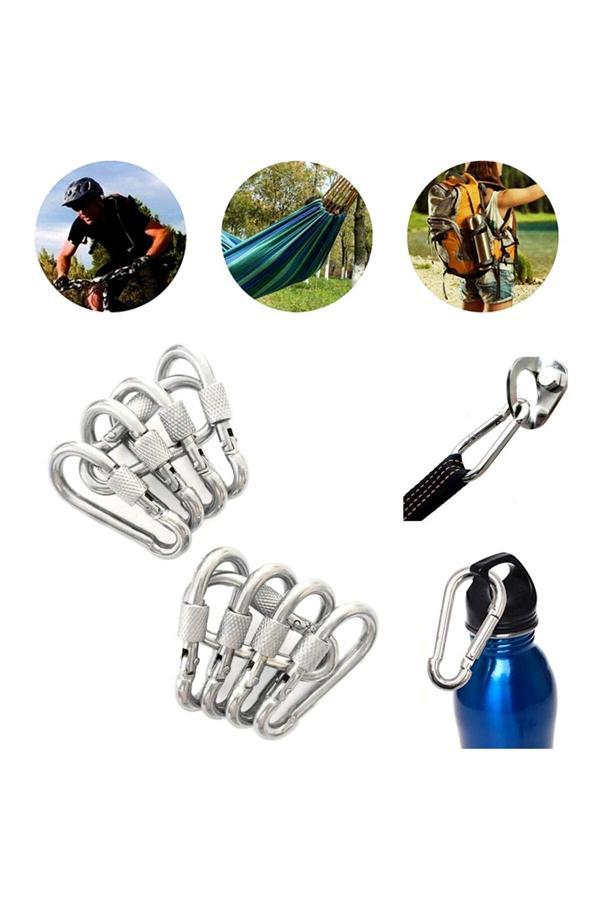 Ege Çelik Halat Vidalı Karabina 10 Mm Yaylı Kanca Galvanizli Olta Dağcılık Kamp Malzemeleri Salıncak Anahtar 5 Adet - Image 1