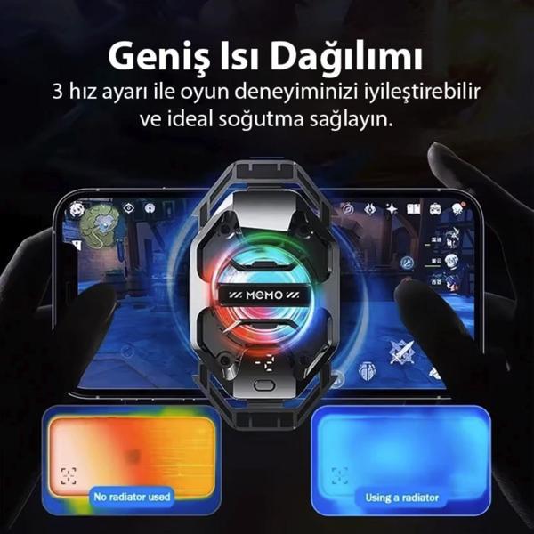 -2 Derece Turbo telefon soğutucu fan Oyun Yayıncı Youtuber için telefon soğutucu Memo - Image 1