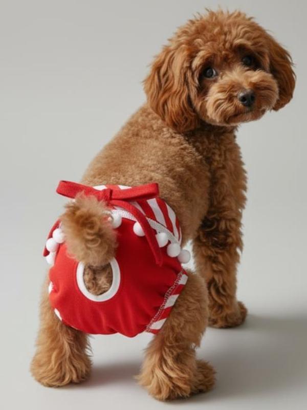 Red Frilly Dişi Köpek Regl Külotu | Köpek Donu | Köpek İç Çamaşırı | Ayarlanabilir Bağcıklı | Küçük Irklar İçin - Image 1