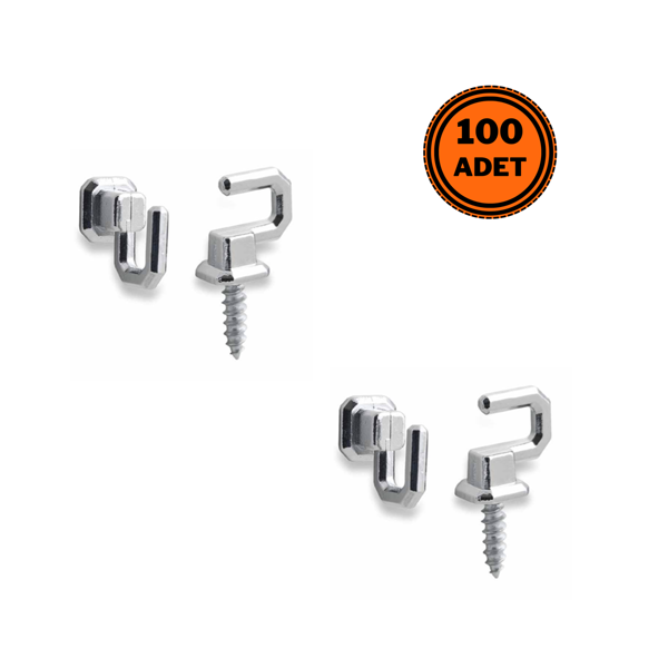 100 Adet Osena Anahtar Askısı Kanca Metal Krom Kod: 4147 - Image 1