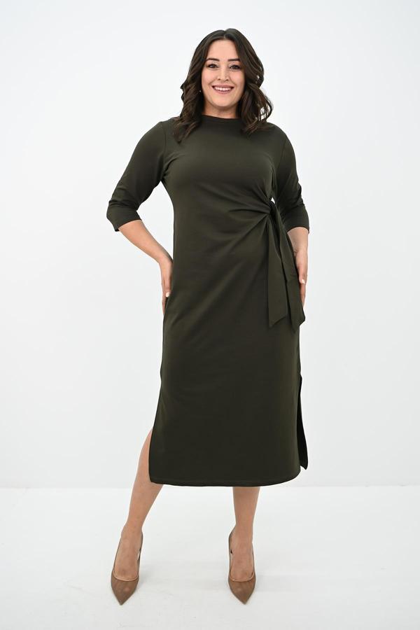 Kadın Büyük Beden Bel Bağlama Detaylı Elbise 5274-25 - Image 1