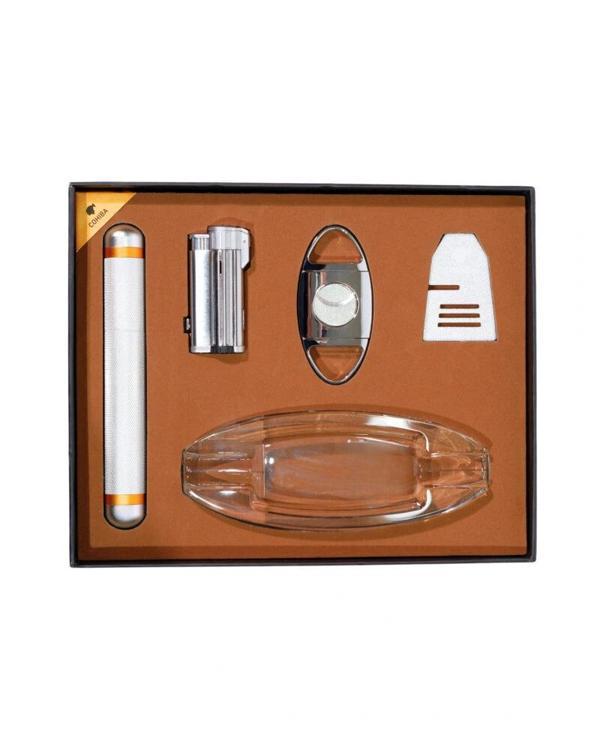 AlsepeteAvm Çakmak Kesici Tüp Küllük Sehpa Beşli Gümüş Puro Seti CST0264 - Image 1