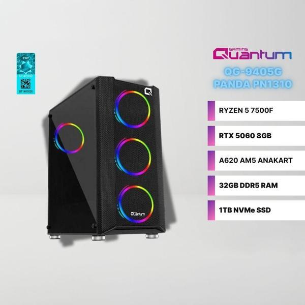 Quantum Gaming QG-9405G Panda PN1310 AMD Ryzen 5 7500F 32GB DDR5 1TB NVMe RTX 5060 8GB Gaming Masaüstü Bilgisayar - Image 1