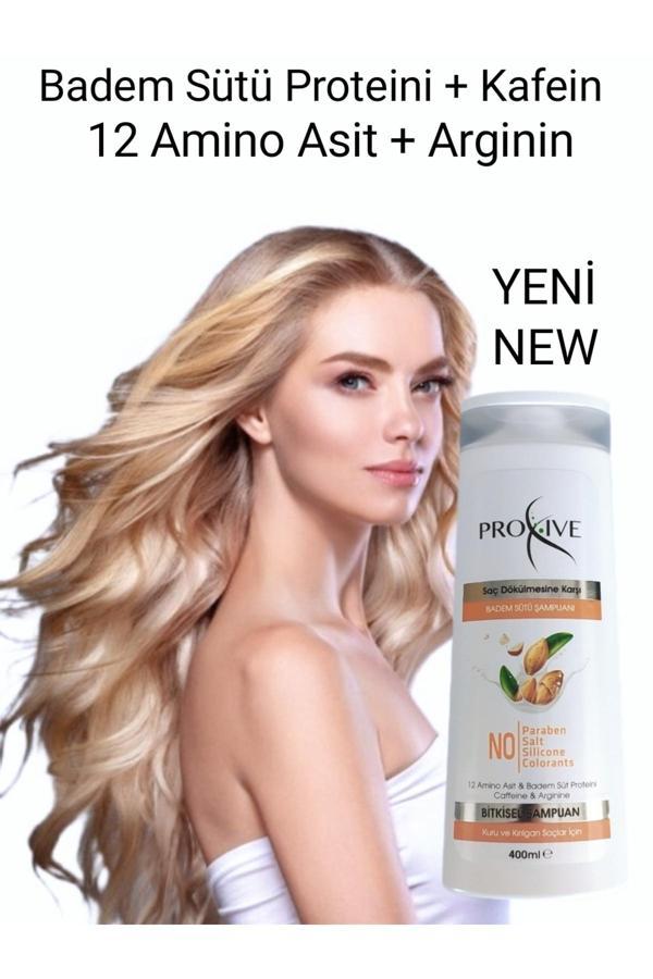 Proxive Çabuk Kırılan Cansız Saçlar İçin Onarıcı Dökülme Önleyici Badem Sütü Şampuanı 400 Ml - Image 1