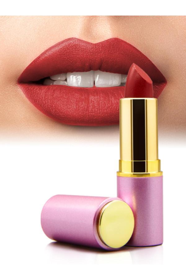 Gl Beauty Natural Matte Lipstick / Dudak Besleyici Mat Ruj Yoğun Gül Kırmızısı No 10 - Image 1