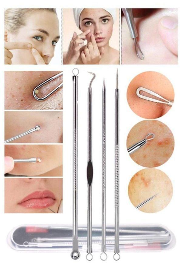 Pointtech 4'Lü Kutulu Paslanmaz Komedon , Akne , Siyah Nokta , Sivilce Temizleyici Set - Image 1