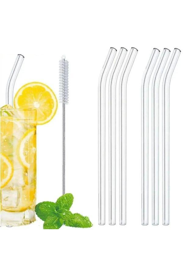 Pointtech Şeffaf 6'Lı Cam Eğimli Pipet - 1 Adet Pipet Temizleme Fırçası 1.Kalite - Image 1