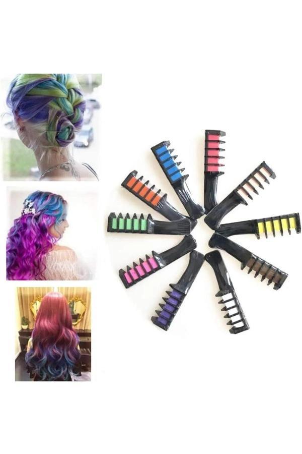 Pointtech Eğlenceli Zararsız Saç Tebeşiri 10 Renk Saç Boyama Tebeşiri Taraklı Konsept Saç Boyama Seti - Image 1