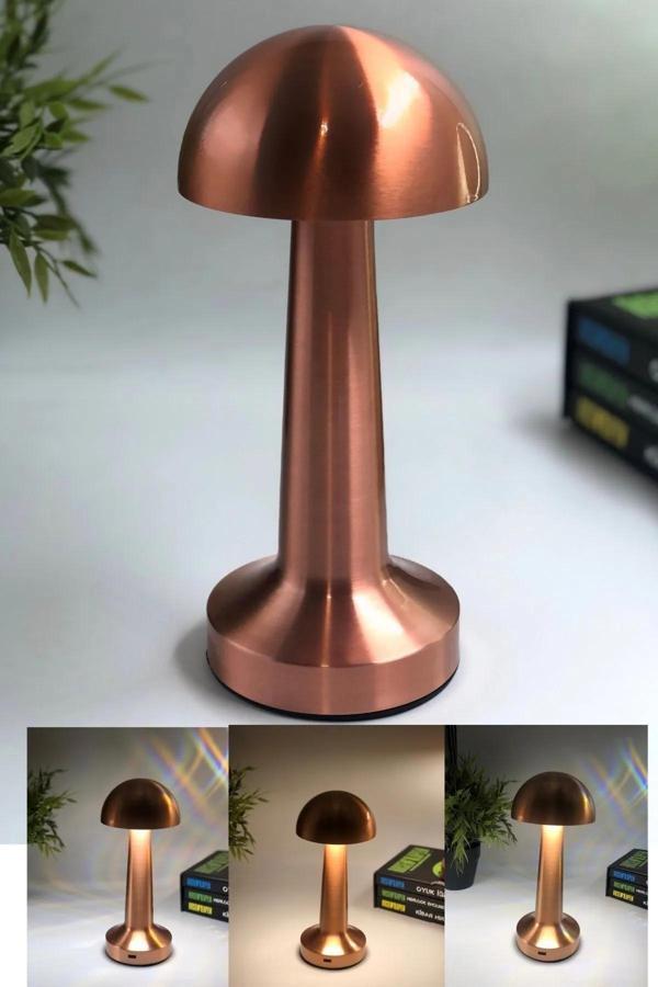 Pointtech Dekoratif Metal Mantar Kablosuz Masa Lambası Ledli 5V 3 Renk - Image 1