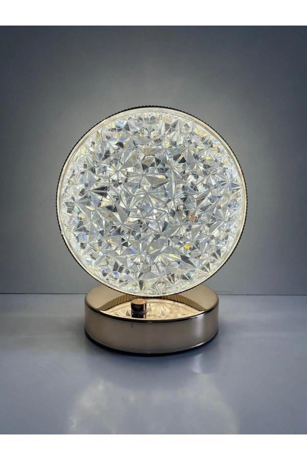 Pointtech Yuvarlak Led Gece Lambası Dokunmatik Romantik Kristal Elmas Akrilik Ledli Şarjlı Gece Masa Lambası - Image 1