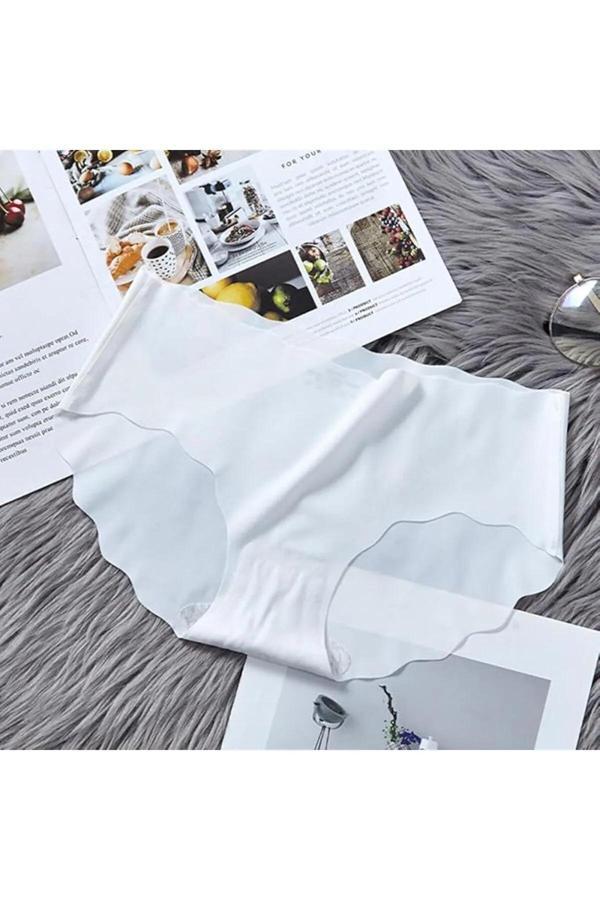 Techno 8Q Ultra İnce Dikişsiz Buz İpek Külot Mikro Şeffaf Lazer Kesim İz Yapmaz Külot Beyaz - Image 1