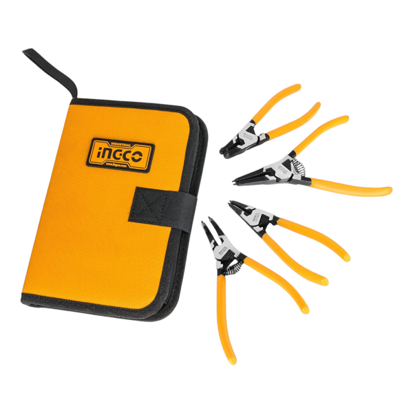 Ingco HCCPS26125 125mm 4'lü Çantalı Segman Pensesi Seti (Düz:İç/Dış-Eğri:İç/Dış) - Image 1