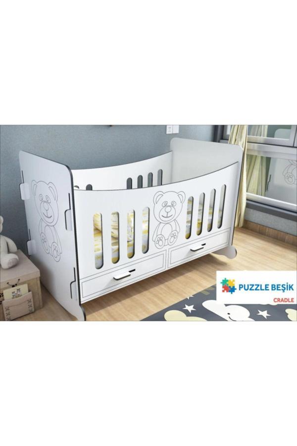 Puzzle Beşik,demonte Beşik,ahşap Beşik 100x50 Cm , Yükseklik 82 Cm - Image 1