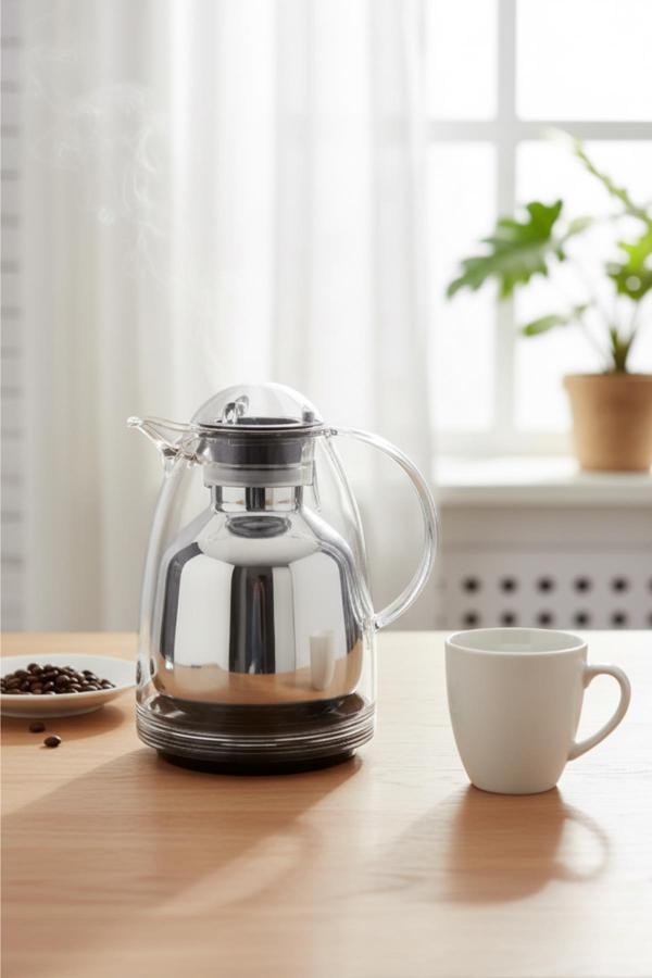 1 Lt Akrilik Şeffaf Çay Termosu 12 Saat Sıcak 24 Saat Soğuk - Image 1