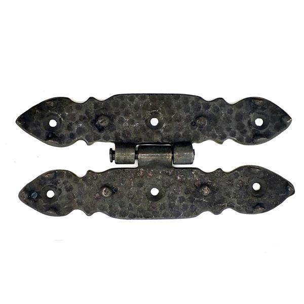 Antika Tarz Dekoratif Pirinç Düğmeli Menteşe - 142x69 Mm, Oksit - Image 1