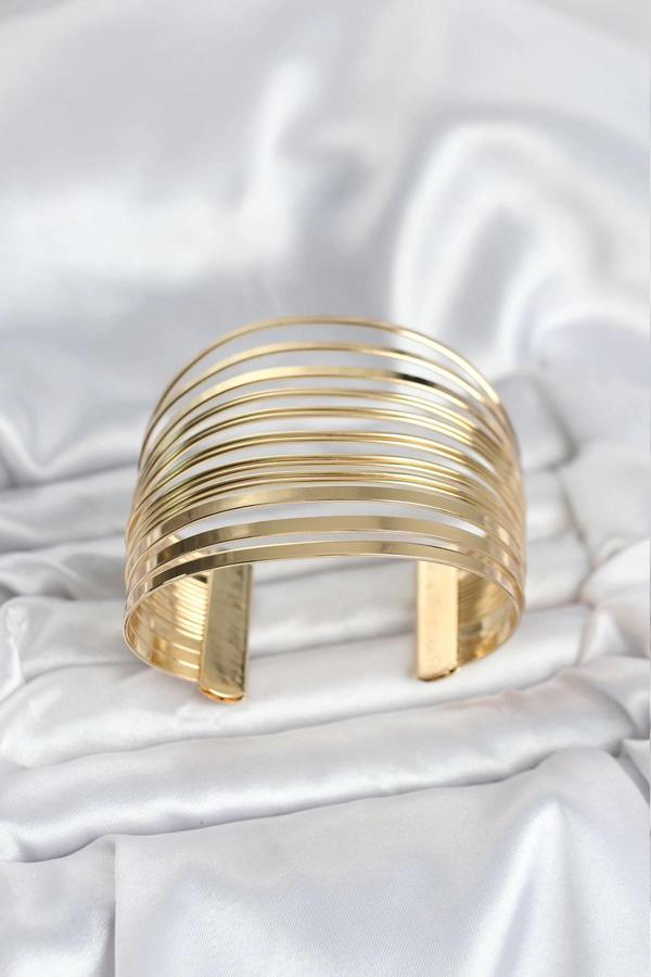 Gold Renk Pirinç Kaburga Model Kadın Bileklik - Image 1