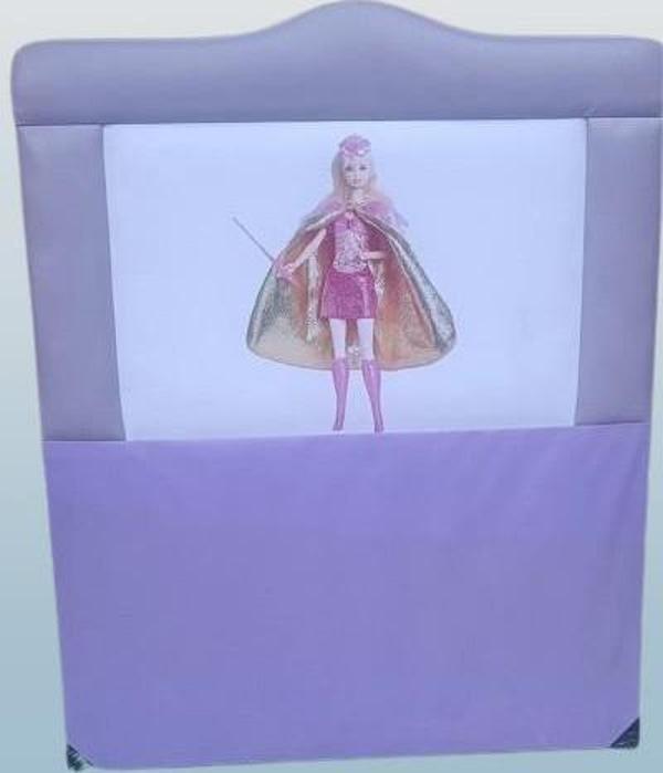 Başlık DK Tek Kişilik 90'lık Barbie Model Suni Deri Açık Mor Kumaş El Yapım - Image 1