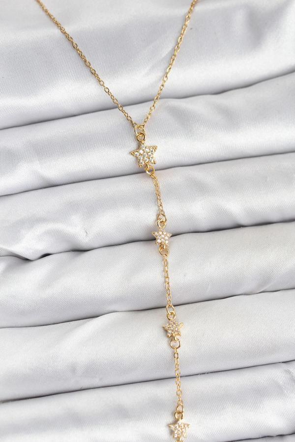 316L Çelik Zincir Gold Renkli Yıldız Model Kadın Y Kolye - Image 1