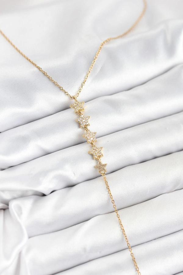 316L Çelik Zincir Gold Renk Yıldız Model Y Kolye - Image 1