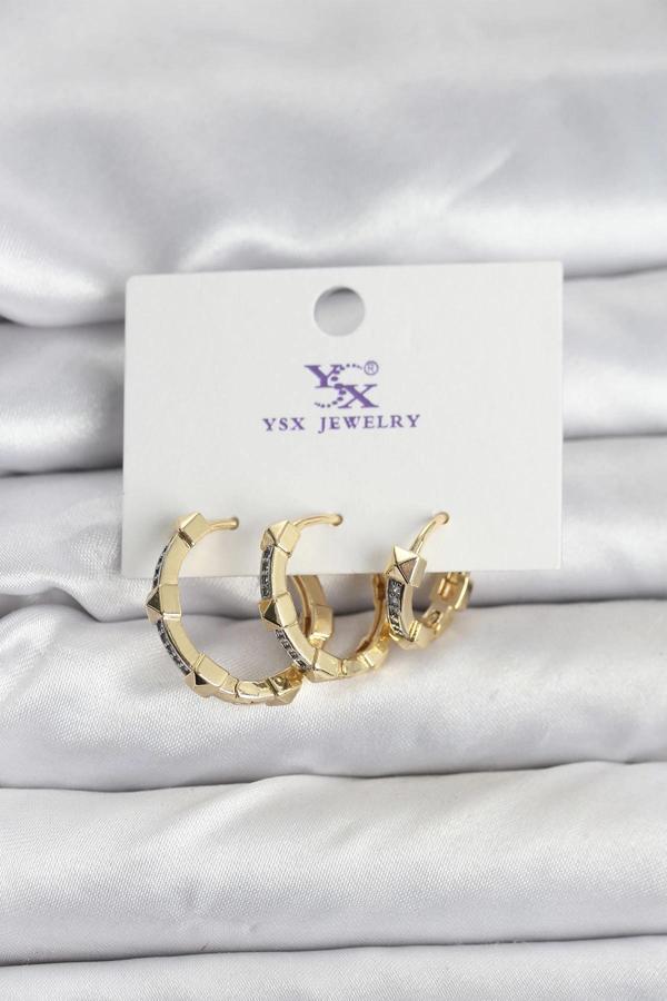 Gold Renk Zirkon Taşlı Kadın Küpe - Image 1