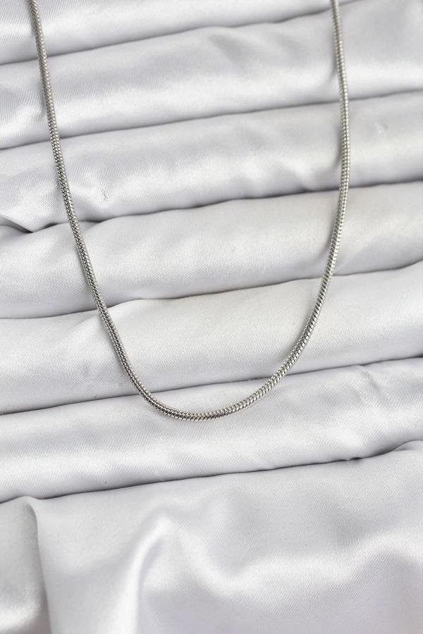 316L Çelik Zincir Gümüş Renk 60 cm Yılan Zincir Kadın Kolye - Image 1