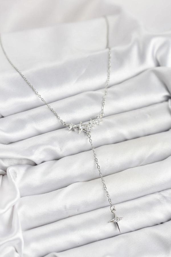 316L Çelik Zincir Gümüş Renk Yıldız Model Y Kadın Kolye - Image 1
