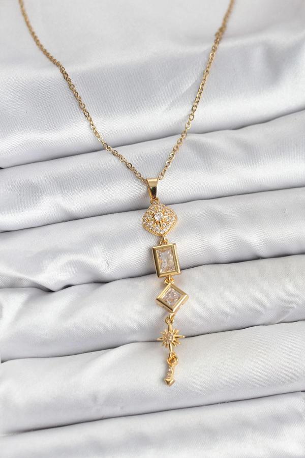 316L Çelik Zincir Gold Renk Kutup Yıldızı Enerji Model Kadın Y Kolye - Image 1