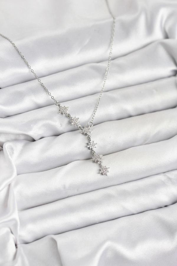 316L Çelik Zincir Gümüş Renk Kutup Yıldızı Model Kadın Kolye - Image 1