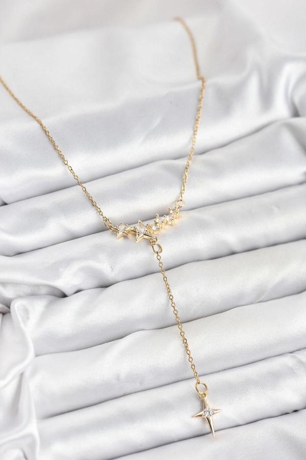 316L Çelik Zincir Gold Renk Yıldız Model Y Kadın Kolye - Image 1