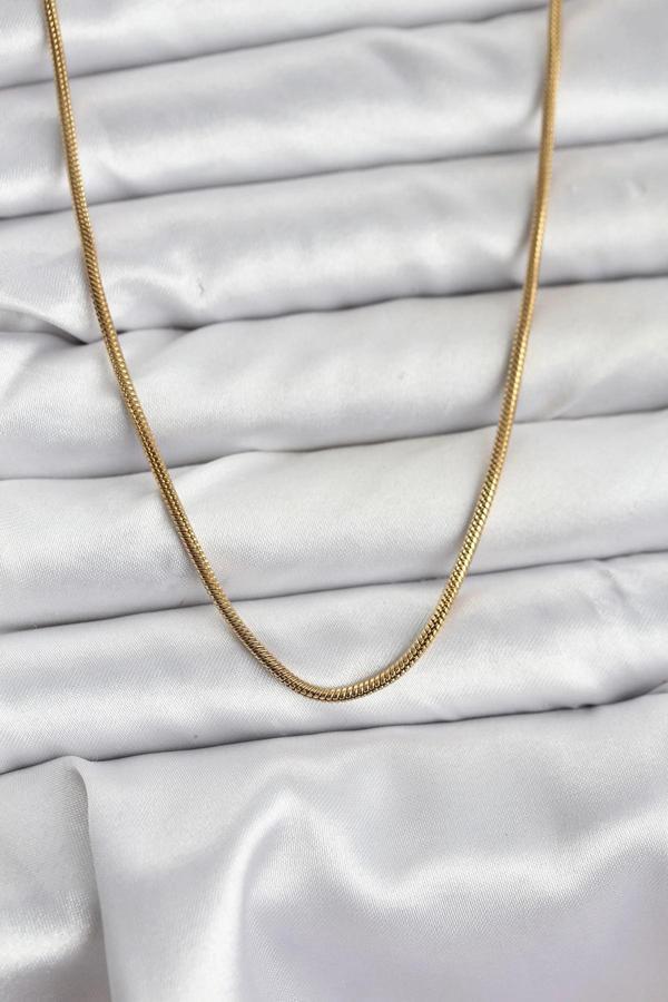 316L Çelik Zincir Gold Renk 60 cm Yılan Zincir Kadın Kolye - Image 1