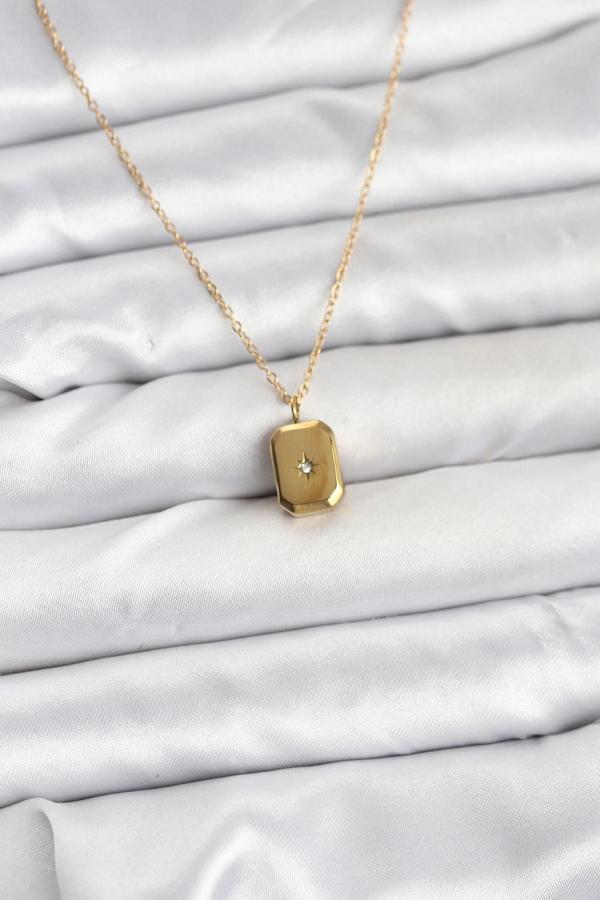 316L Çelik Zincir Gold Renk Minimal Kutup Yıldızı Model Kadın Kolye - Image 1