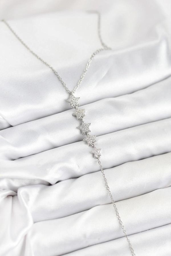 316L Çelik Zincir Gümüş Renk Yıldız Model Y Kolye - Image 1