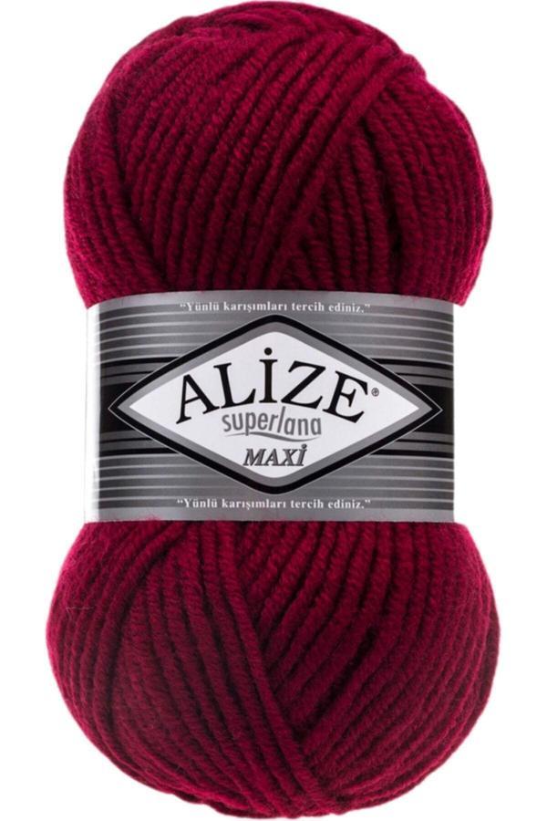 Alize Süperlana Maxi Kalın El Örgü Ipi 390 Vişne - Image 1