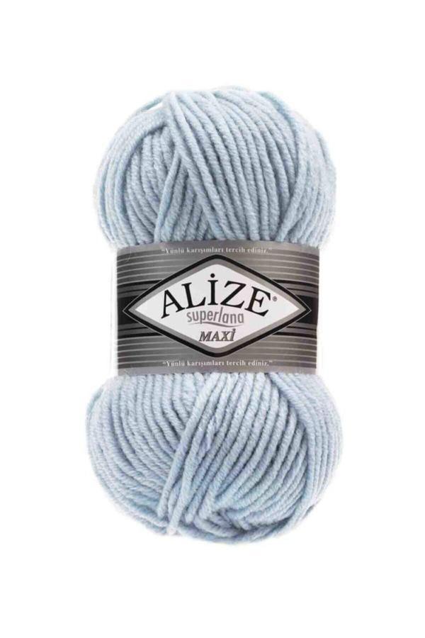 Alize Süperlana Maxi 480 Açık Mavi Kalın Kışlık Atkı Bere Kazak Örgü İpi - Image 1