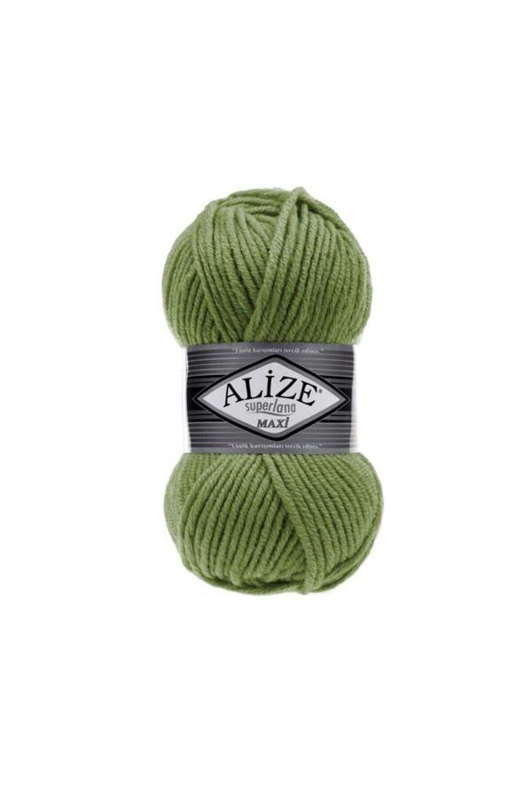 Alize Süperlana Maxi Kalın El Örgü Ipi 620 Zeytin Yeşili - Image 1