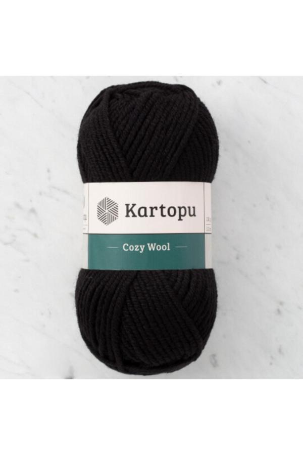 Kartopu Cozy Wool K940 Siyah %25 Yün Karışımlı Kalın Örgü Ipi - Image 1