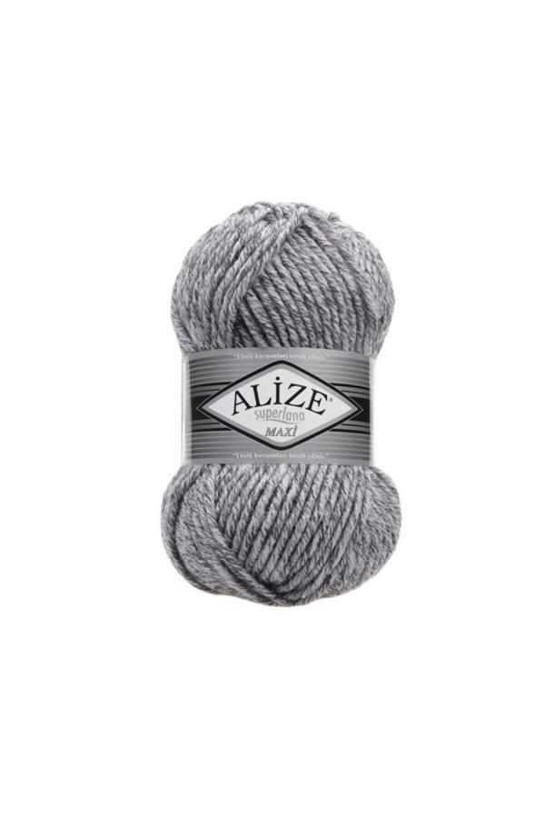 Alize Süperlana Maxi Kalın El Örgü Ipi 801 Jaspe Gri - Image 1