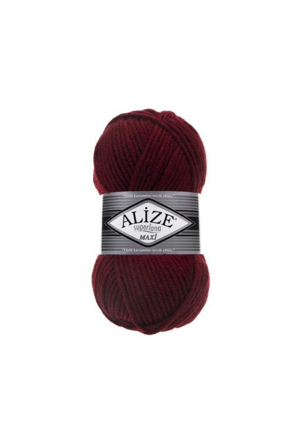Alize Süperlana Maxi Kalın El Örgü Ipi 057 Bordo - Image 1