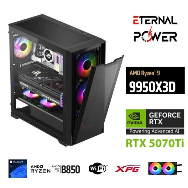 ETERNAL POWER  RYZEN 9 9950X3D 32GB DDR5 1TB M.2  RTX 5070Tİ B860 WIFI 750W 240M - Image 1