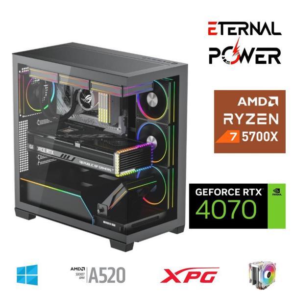 ETERNAL POWER RYZEN 7 5700X 32G DDR4 1TB M.2 RTX4070 A520 T750W - Image 1
