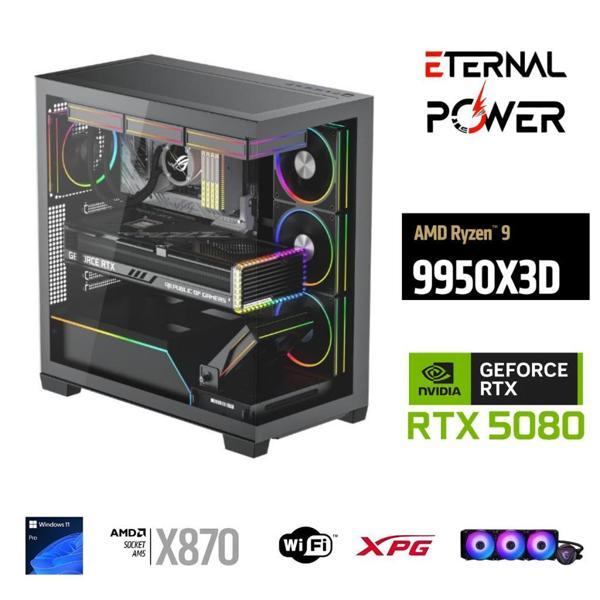 ETERNAL POWER  RYZEN 9 9950X3D 32GB DDR5 2TB M.2  RTX 5080 X870 WIFI 1000W 360M - Image 1