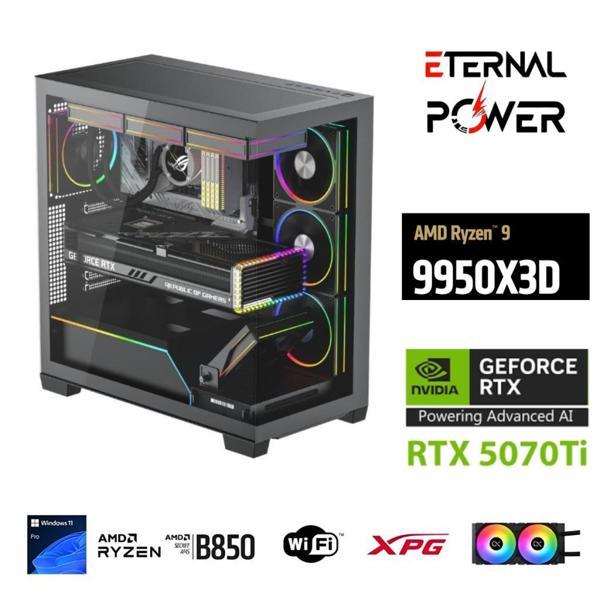 ETERNAL POWER  RYZEN 9 9950X3D 32GB DDR5 1TB M.2  RTX 5070Tİ B860 WIFI 750W 240M - Image 1