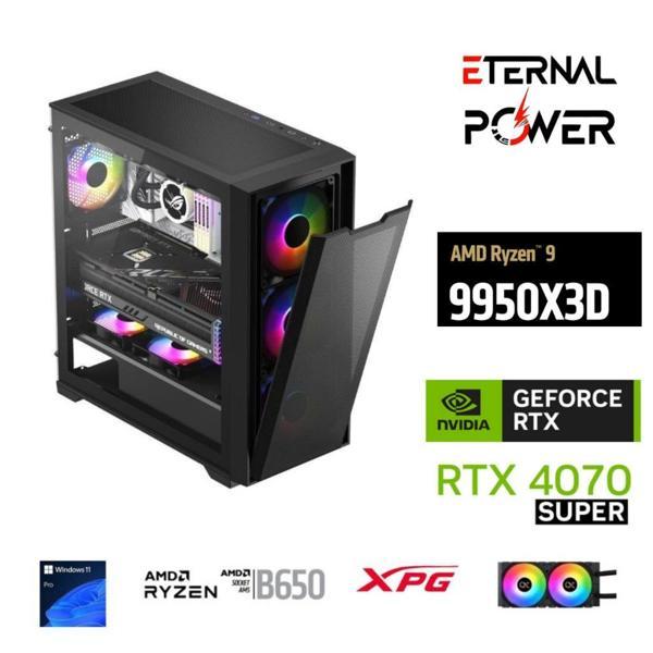 ETERNAL POWER  RYZEN 9 9950X3D 64GB DDR5 1TB M.2  RTX 4070 SUPER B650 750W 240M - Image 1