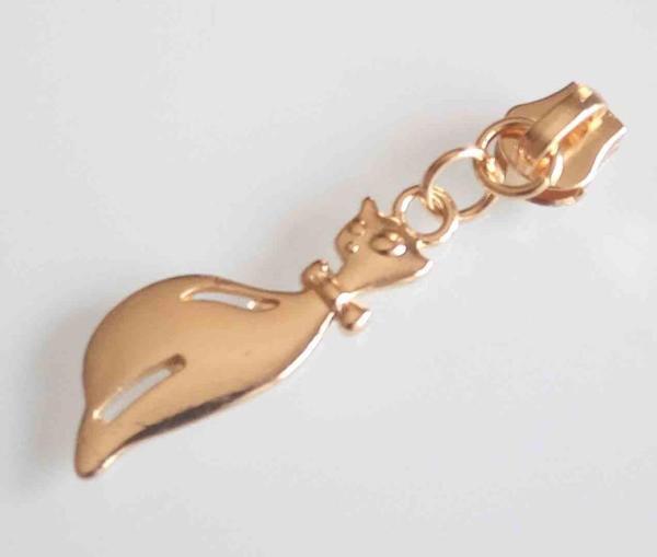 Çanta Aksesuar Gold Fermuar Başı Kedili - Image 1