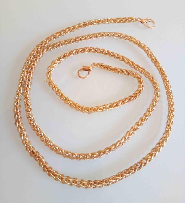 Çanta Aksesuar Light Gold Renk Örgü Model Çanta Zinciri (120 Cm) - Image 1