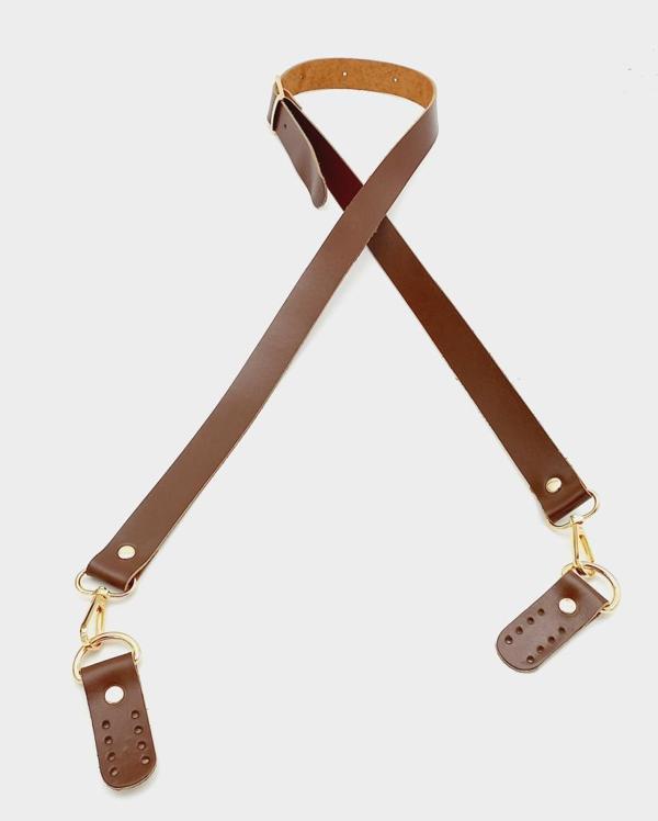 Çanta Aksesuar Gerçek Deri Ayarlı Uzun Sap 2.3X130 Kızıl Kahve Light Gold Metalli - Image 1