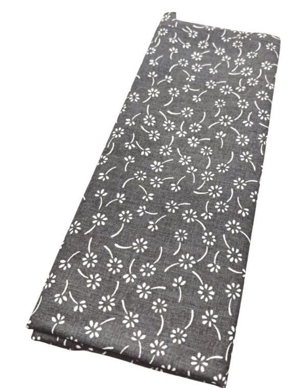 Çanta Aksesuar 120x50 cm Pamuklu Astarlık Kumaş Gri  Çıtır Çiçek Desen - Image 1