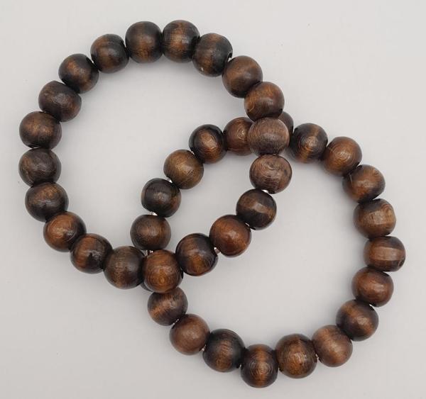 Çanta Aksesuar 12 cm Ahşap Boncuklu Bilezik Model Koyu Ahşap Renk Çift Sap - Image 1