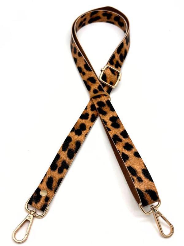 Çanta Aksesuar Suni Deri Ayarlı Çanta Sapı 120x2 cm Leopar Renk Light Gold Metalli - Image 1
