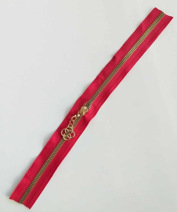 Çanta Aksesuar Başlıklı Fermuar 30 Cm Light Gold Metal Kırmızı - Image 1